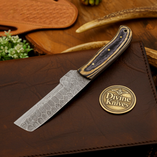 Load image into Gallery viewer, Dual-Tone Pakkawood Bone Bull Cutter with Stacked Handle Design