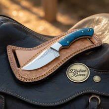 Load image into Gallery viewer, Blue Farrier Rasp Cowboy Belt Knife with Clip Point Blade
