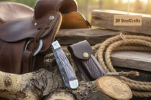 Load image into Gallery viewer, Damascus Steel Trapper Knife 4" with Bone Handle, Folding Pocket Knife
