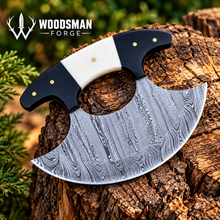 Load image into Gallery viewer, Bonehorn Northcrest™ Damascus Ulu Knife with Camel Bone &amp; Buffalo Horn Handle