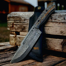 Load image into Gallery viewer, Damascus Bowie Knife Pine Cone Resin Handle