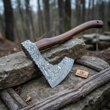 Load image into Gallery viewer, Custom Handmade Bearded Viking Axe with Damascus Steel Blade and Hardwood Handle | JW SteelCrafts