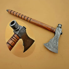 Load image into Gallery viewer, Damascus Wood Handle Smoking Axe 19 Inch