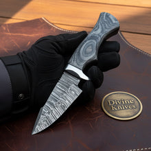 Load image into Gallery viewer, Grey Micarta Damascus Skinner Knife with Layered Blade