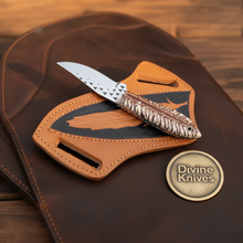 Load image into Gallery viewer, Studded Clip Point Hunter Knife with Textured Stag Bone Handle for Hunting and Outdoor Tasks
