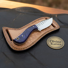 Load image into Gallery viewer, Purple Swirl Resin Rasp Cowboy Knife with Marbled Purple Handle