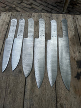Load image into Gallery viewer, 6-Piece Handmade Damascus Chef Knife Blank Set, Forged Steel Blades, Custom Knife Making Supply