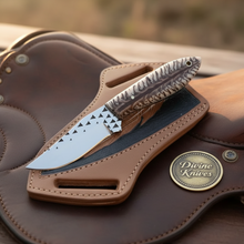 Load image into Gallery viewer, Studded Clip Point Hunter Knife with Textured Stag Bone Handle for Hunting and Outdoor Tasks