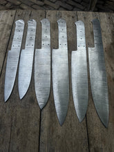Load image into Gallery viewer, 6-Piece Handmade Damascus Chef Knife Blank Set, Forged Steel Blades, Custom Knife Making Supply