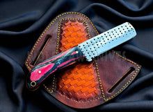 Load image into Gallery viewer, Multicolor Pakkawood Rasp Bull Cutter Knife With Full Tang Blade