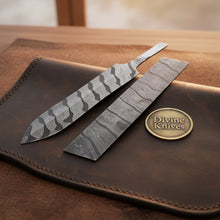 Load image into Gallery viewer, Damascus Zebra Pattern Billet Set with Shaped Blade Blank