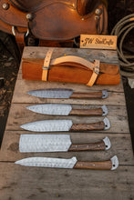 Load image into Gallery viewer, Hand Forged Damascus Chef Knife Set, Natural Wood Handle, Full Tang Kitchen Knife Collection