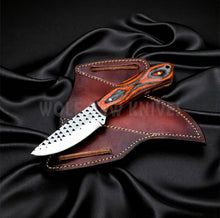 Load image into Gallery viewer, Orange Pakkawood Handle EDC Skinner Knife for Cowboy Style Collectors