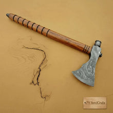 Load image into Gallery viewer, Damascus Wood Handle Smoking Axe 19 Inch