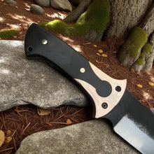Load image into Gallery viewer, D2 Steel Hunting Knife with G10 Handle &amp; Leather Sheath