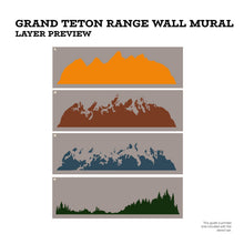 Load image into Gallery viewer, Grand Teton Mountains Wall Mural Stencil Set