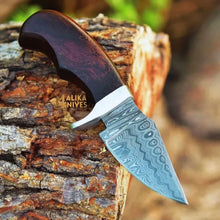 Load image into Gallery viewer, Mini Damascus Hunting Knife with Rosewood Handle