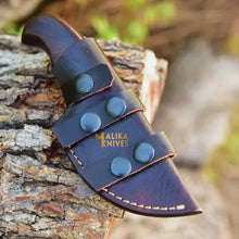 Load image into Gallery viewer, Mini Damascus Hunting Knife with Rosewood Handle