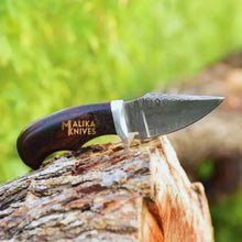 Load image into Gallery viewer, Mini Damascus Hunting Knife with Rosewood Handle