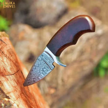 Load image into Gallery viewer, Mini Damascus Hunting Knife with Rosewood Handle