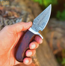 Load image into Gallery viewer, Mini Damascus Hunting Knife with Rosewood Handle