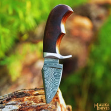 Load image into Gallery viewer, Mini Damascus Hunting Knife with Rosewood Handle