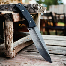 Load image into Gallery viewer, Damascus Bushcraft Hunting Knife Micarta Handle