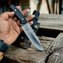 Load image into Gallery viewer, Damascus Bushcraft Hunting Knife Micarta Handle