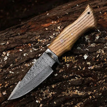 Load image into Gallery viewer, Twist Damascus Hunting Knife with Walnut Handle