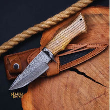 Load image into Gallery viewer, Twist Damascus Hunting Knife with Walnut Handle