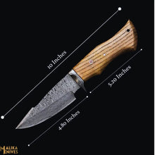 Load image into Gallery viewer, Twist Damascus Hunting Knife with Walnut Handle