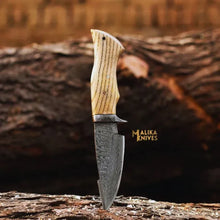 Load image into Gallery viewer, Twist Damascus Hunting Knife with Walnut Handle