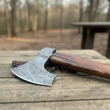 Load image into Gallery viewer, Viking Bearded Axe Damascus head Wood Handle
