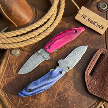 Load image into Gallery viewer, Persian Damascus Folding Knife Set with Pakka Wood Handles