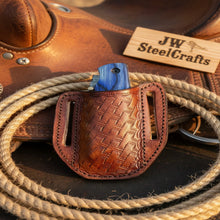 Load image into Gallery viewer, Hand Forged Damascus Gentleman’s Folding Knife Blue Pakkawood Handle Liner Lock EDC