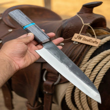 Load image into Gallery viewer, Japanese Gyuto Chef Knife 8” – Kurouchi Finish Blade with Wa Handle, Traditional Meiji Style