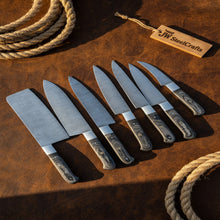 Load image into Gallery viewer, 7-Piece Hammer Forged Damascus Chef Knife Set with Black Pakka Wood Handles