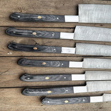 Load image into Gallery viewer, 7-Piece Hammer Forged Damascus Chef Knife Set with Black Pakka Wood Handles