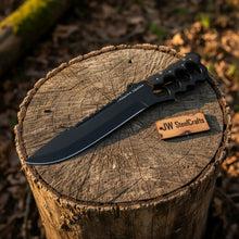 Load image into Gallery viewer, Knuckle Handle Tactical Knife Acid Etched Drop Point Fixed Blade