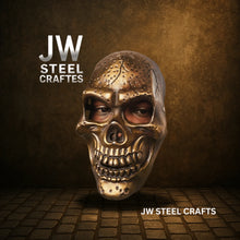 Load image into Gallery viewer, Handcrafted Metal Skull Mask: Choose Copper, Chrome or Antique Finish