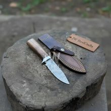 Load image into Gallery viewer, Handmade 7 Inch Damascus Outdoor Utility Knife Multiple Handle Options