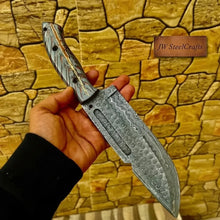 Load image into Gallery viewer, Damascus Hunting Knife with Grey Pinecone Handle Full Tang