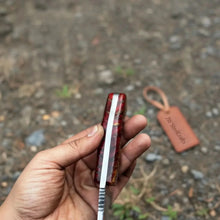 Load image into Gallery viewer, Stainless Steel Sheepsfoot Outdoor Knife Brown Orange Swirl Resin Handle