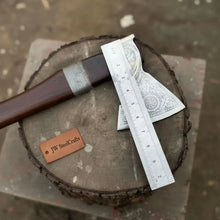 Load image into Gallery viewer, Viking Bearded Axe with Norse Engraved Blade and Leather Sheath