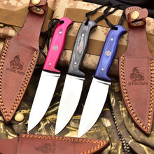 Load image into Gallery viewer, Handmade Fixed Blade Stainless Steel Skinning Hunting Knife 8" Mirror Polished Carbon Steel Drop Point