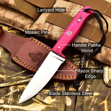Load image into Gallery viewer, Handmade Fixed Blade Stainless Steel Skinning Hunting Knife 8" Mirror Polished Carbon Steel Drop Point