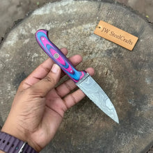 Load image into Gallery viewer, Twilight Resin Bushcraft Knife 8" Pink &amp; Blue Pakka Wood Handle | JW SteelCrafts