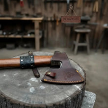 Load image into Gallery viewer, Viking Axe with Leather Wrapped Handle &amp; Engraved Head – JW SteelCrafts
