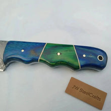 Load image into Gallery viewer, 11.5 Inch Damascus Steel Fillet Knife with Two-Tone Colored Wood Handle | JW SteelCrafts