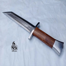 Load image into Gallery viewer, Wolfsteel Guard Seax 13" Handmade Carbon Steel Blade with Cross Guard